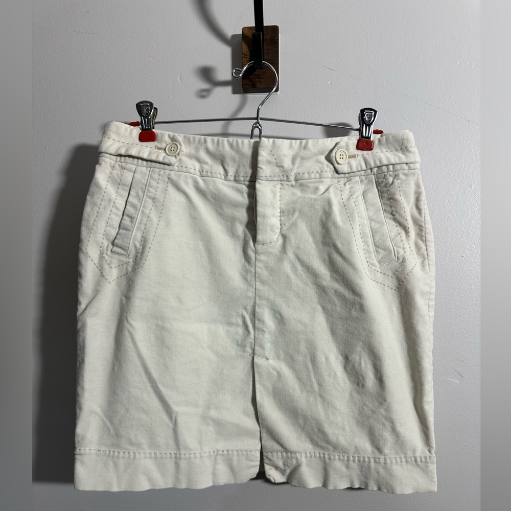American Eagle Women’s 2 Beige‎ Chino Soft Mini Skirt Front Slit | SKU 0023